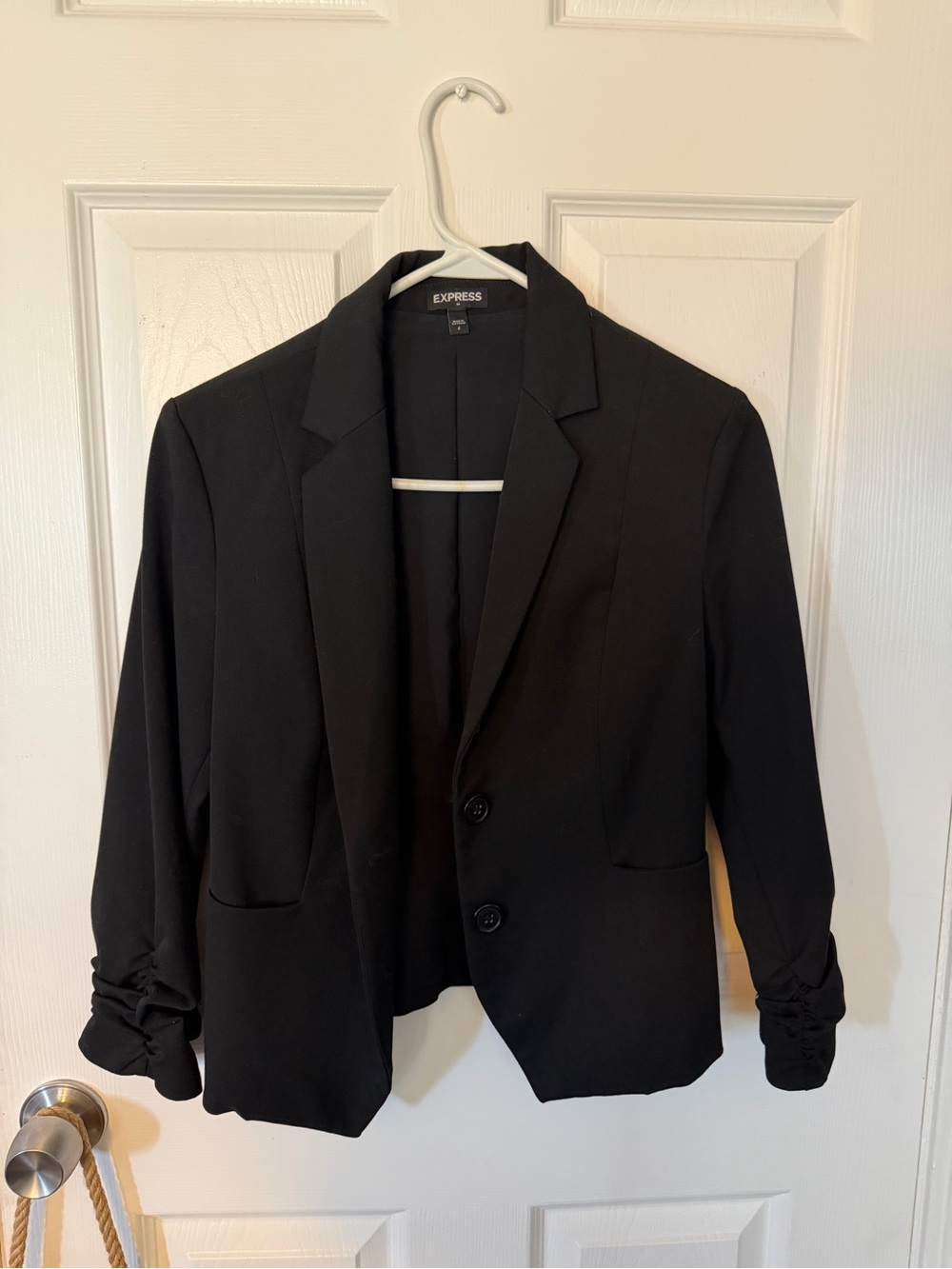 Express Black Women's Ruched-Cuff Tailored Blazer